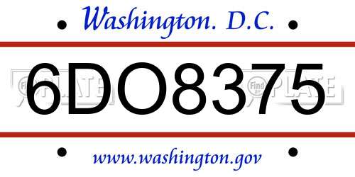 6DO8375 District Of Columbia License Plate