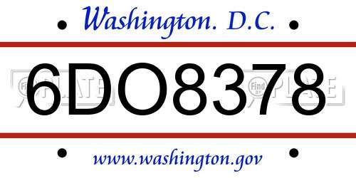 6DO8378 District Of Columbia License Plate