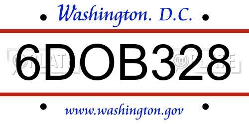 6DOB328 District Of Columbia License Plate