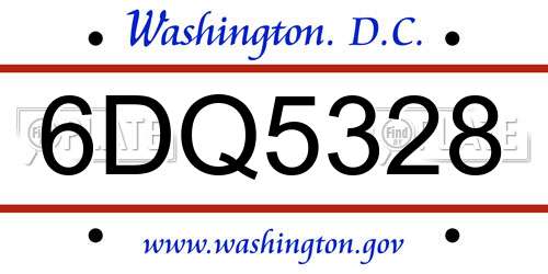 6DQ5328 District Of Columbia License Plate