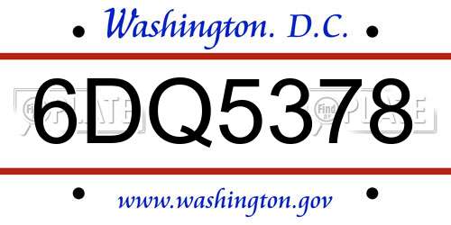 6DQ5378 District Of Columbia License Plate