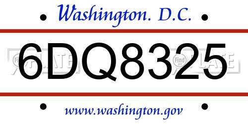 6DQ8325 District Of Columbia License Plate