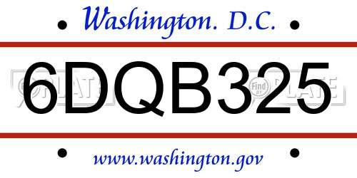 6DQB325 District Of Columbia License Plate