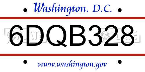 6DQB328 District Of Columbia License Plate