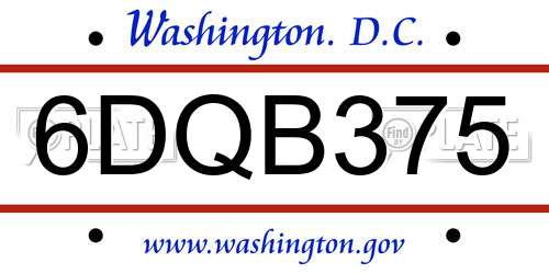 6DQB375 District Of Columbia License Plate