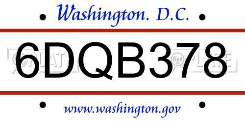 6DQB378 District Of Columbia License Plate