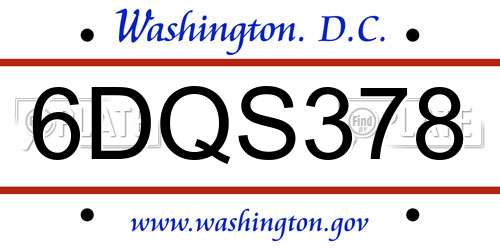 6DQS378 District Of Columbia License Plate