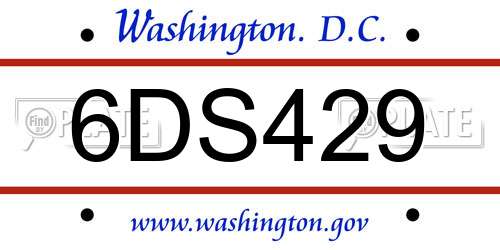 6DS429 District Of Columbia License Plate