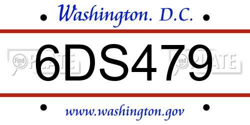 6DS479 District Of Columbia License Plate