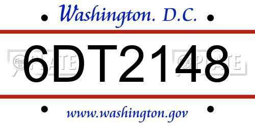 6DT2148 District Of Columbia License Plate