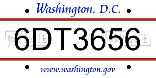 6DT3656 District Of Columbia License Plate