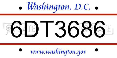 6DT3686 District Of Columbia License Plate