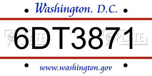 6DT3871 District Of Columbia License Plate