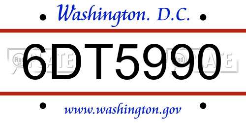 6DT5990 District Of Columbia License Plate