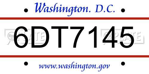 6DT7145 District Of Columbia License Plate