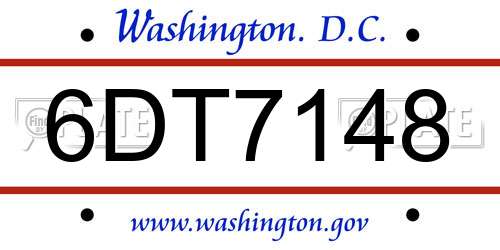 6DT7148 District Of Columbia License Plate