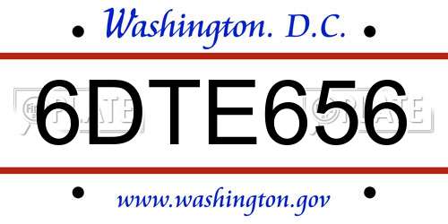 6DTE656 District Of Columbia License Plate