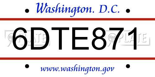 6DTE871 District Of Columbia License Plate