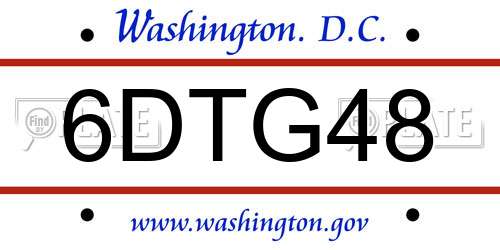 6DTG48 District Of Columbia License Plate