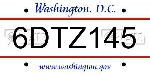 6DTZ145 District Of Columbia License Plate
