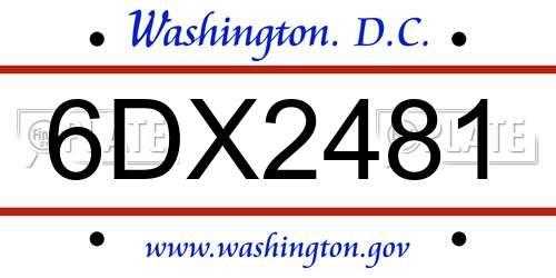 6DX2481 District Of Columbia License Plate