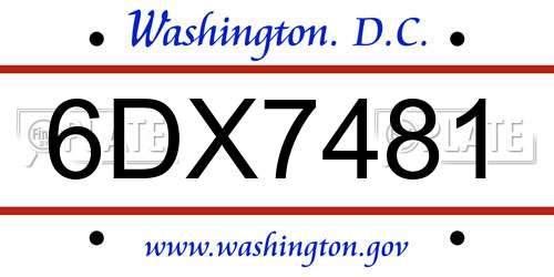 6DX7481 District Of Columbia License Plate