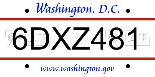 6DXZ481 District Of Columbia License Plate