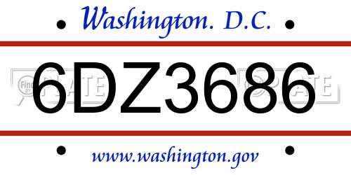 6DZ3686 District Of Columbia License Plate