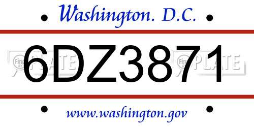 6DZ3871 District Of Columbia License Plate