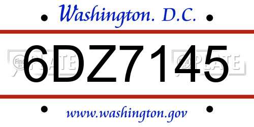 6DZ7145 District Of Columbia License Plate