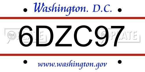 6DZC97 District Of Columbia License Plate