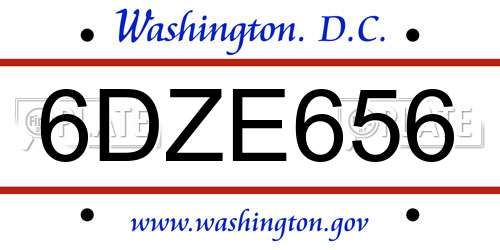 6DZE656 District Of Columbia License Plate