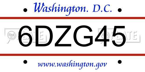 6DZG45 District Of Columbia License Plate