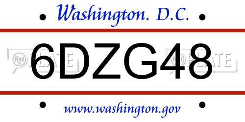 6DZG48 District Of Columbia License Plate