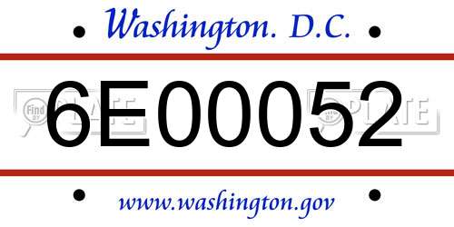 6E00052 District Of Columbia License Plate