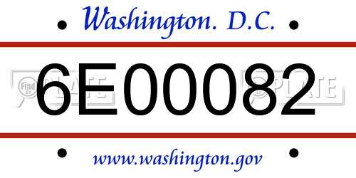 6E00082 District Of Columbia License Plate