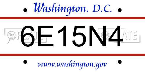6E15N4 District Of Columbia License Plate