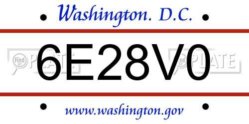 6E28V0 District Of Columbia License Plate