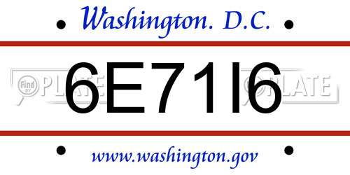 6E71I6 District Of Columbia License Plate