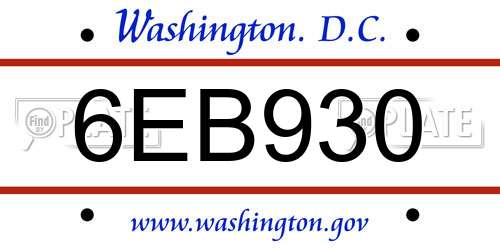 6EB930 District Of Columbia License Plate