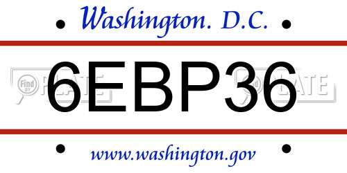 6EBP36 District Of Columbia License Plate