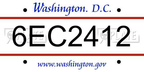 6EC2412 District Of Columbia License Plate