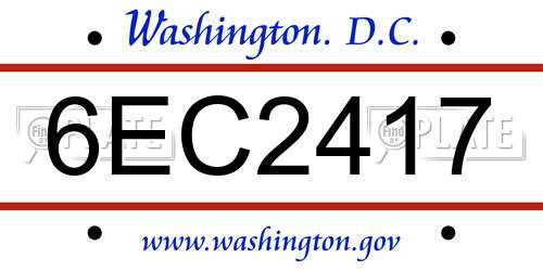 6EC2417 District Of Columbia License Plate