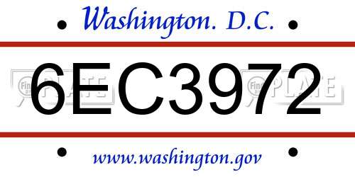 6EC3972 District Of Columbia License Plate
