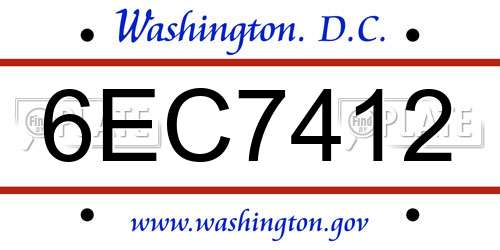 6EC7412 District Of Columbia License Plate