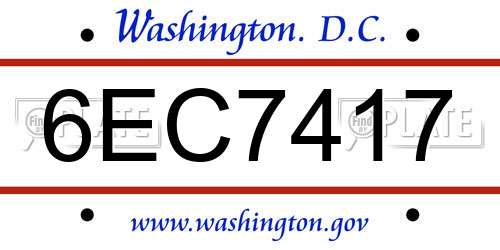 6EC7417 District Of Columbia License Plate
