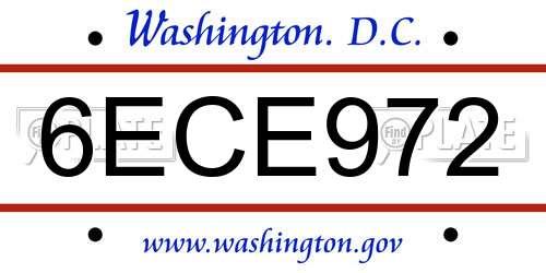 6ECE972 District Of Columbia License Plate