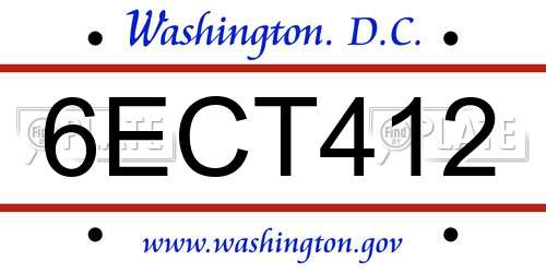 6ECT412 District Of Columbia License Plate