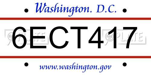 6ECT417 District Of Columbia License Plate