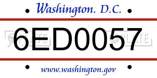 6ED0057 District Of Columbia License Plate